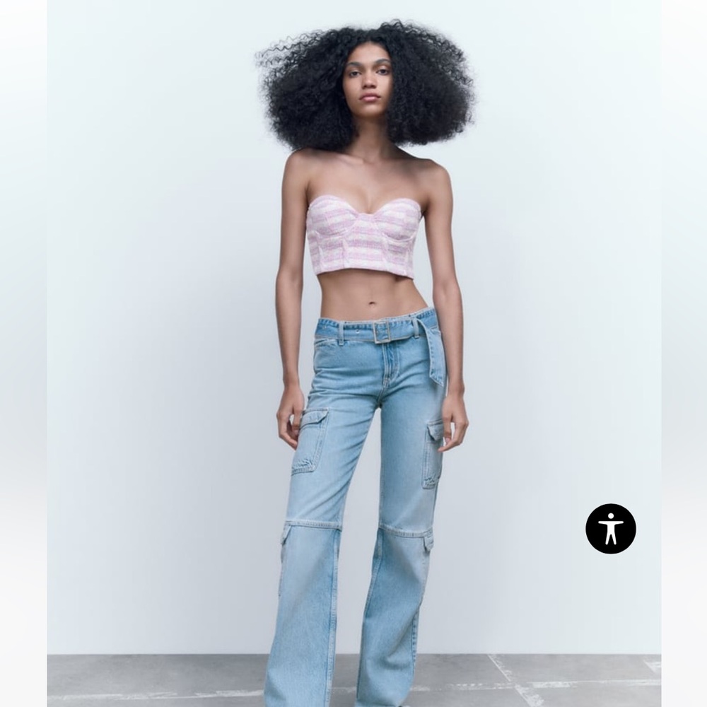 Zara plaid tweed crop top.